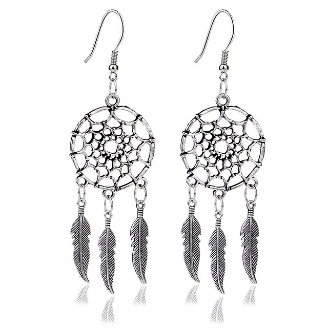  Mujer Chica Cristal Pendientes colgantes Forma de Hoja Pluma damas Borla Bohemio Moda Retro Nativo americano Cristal Brillante Chapado en Oro Aretes Joyas Plata Para Fiesta Casual Diario 1 PC