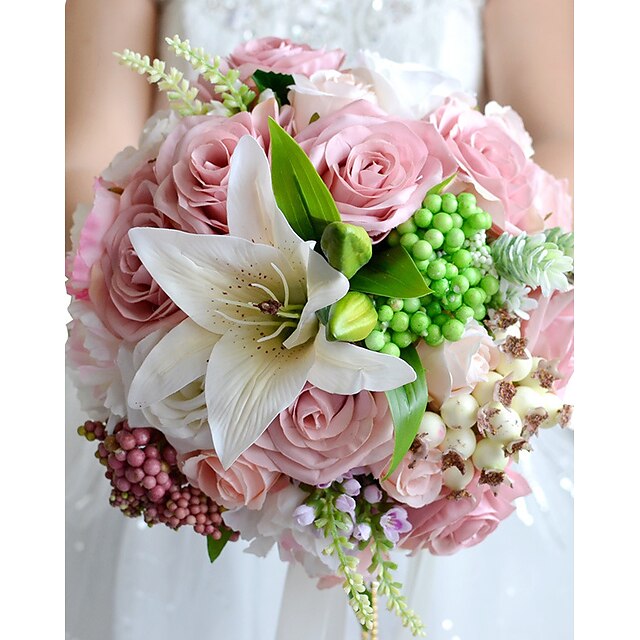  Λουλούδια Γάμου Μπουκέτα Γάμου / Πάρτι / Βράδυ Αποξηραμένο λουλούδι / Πολυεστέρας / Σατέν 11,8 