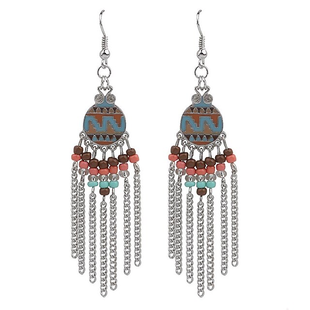  Women's Girls' Ladies Personalized Tassel Bohemian Vintage European Resin Silver Plated Gold Plated Earrings Jewelry Gold / Silver For Party Daily Casual / Turquoise