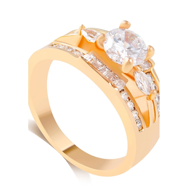  Women's Band Ring Golden Silver Alloy Fashion Wedding Jewelry
