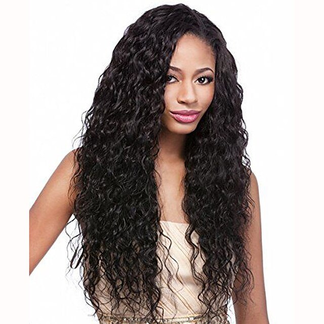  Synthetic Lace Front Wig Wavy Synthetic Hair Black Wig Women's Lace Front Dark Black
