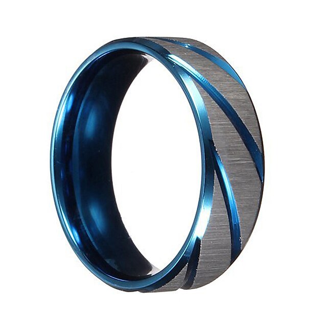  Men's Band Ring Groove Rings Titanium Steel Personalized Vintage Punk Fashion Initial Ring Jewelry Blue For Christmas Gifts Wedding Party Daily Casual Sports 6 / 7 / 9 / 10 / 11