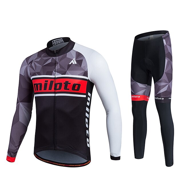  Miloto Herrn Langarm Fahrradtrikots mit Fahrradhosen Fahhrad Trikot / Radtrikot / Strumpfhosen / Lange Radhose / Kleidungs-Sets, Atmungsaktiv, 3D Pad, Rasche Trocknung, Schweißableitend Polyester