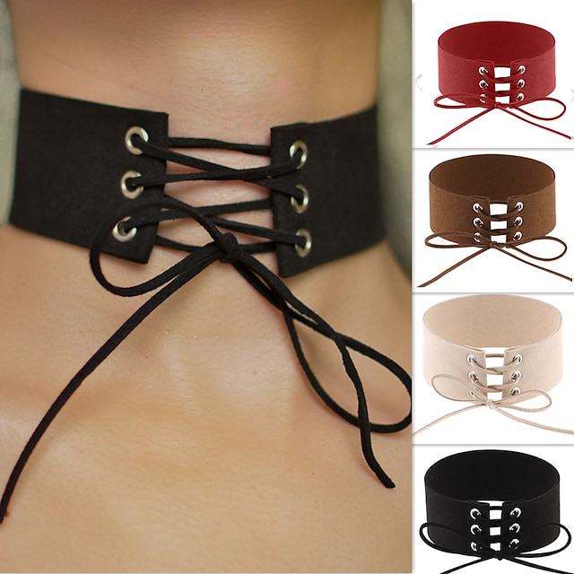  Choker Necklace Statement Necklace For Women's Party Wedding Casual Flannelette Black