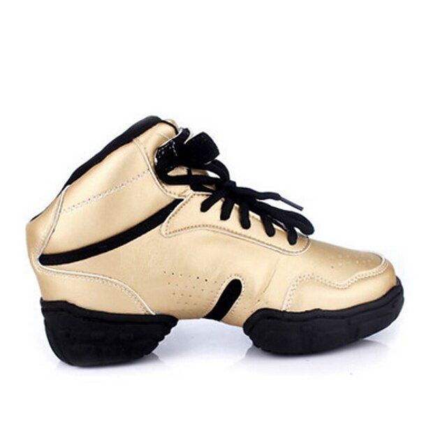  Women's Sneakers Leather Wedge Heel Dance Shoes Champagne