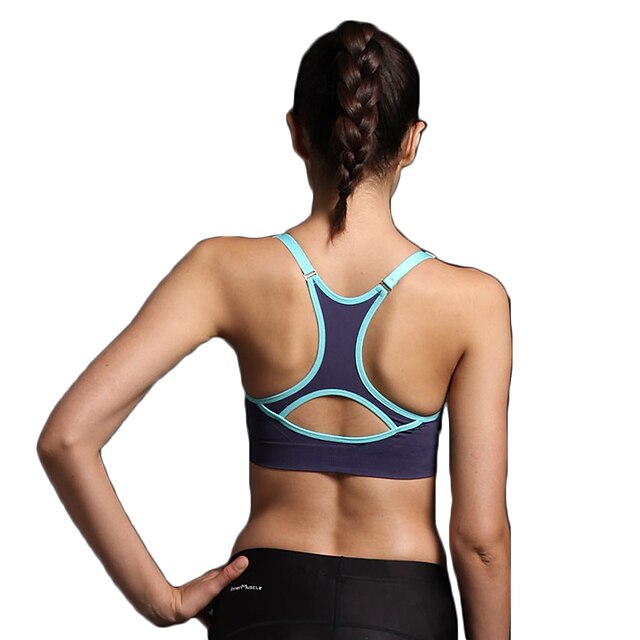  Dames Sport BH Top Sport bh's Racerback Spandex Zumba Yoga Hardlopen Ademend 3D Pad Sneldrogend Gewatteerd Lichte ondersteuning Paars Geel Marineblauw Grijs Licht Grijs Rose Rood Modieus / Patchwork 