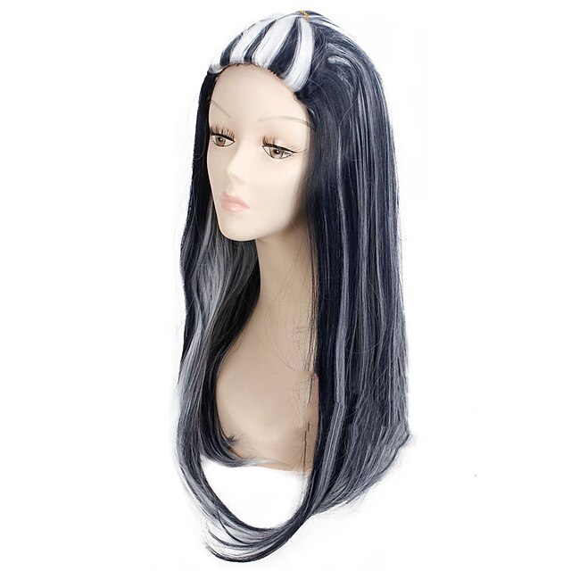  monster high frankie halloween costume party cosplay wigs ombre sliver grey black highlight hairstyle Halloween