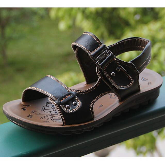  Boys' Shoes Cowhide Summer / Fall Sandals Flat Heel Black / Brown