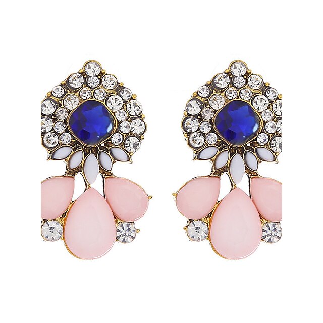  Women's Girls' Crystal Stud Earrings - Crystal, Resin, Gold Plated Flower Ladies, Luxury, Vintage, European, Simple Style, Fashion Jewelry Rainbow For Wedding Party Casual