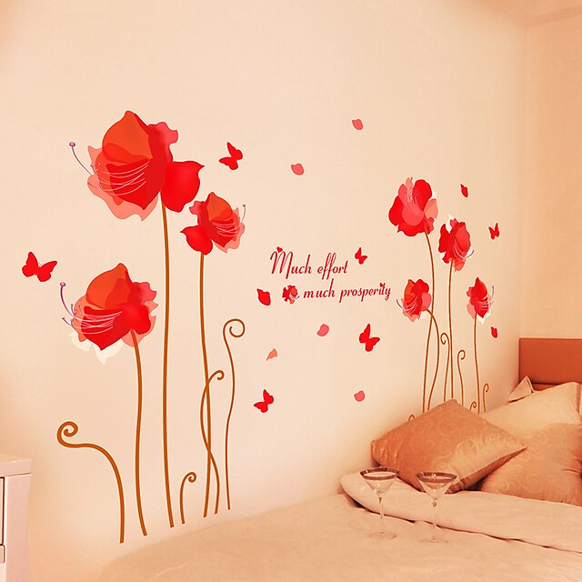  Botanisch / Romantiek / Stilleven Wall Stickers Vliegtuig Muurstickers / 3D Muurstickers Decoratieve Muurstickers,PVC Materiaal