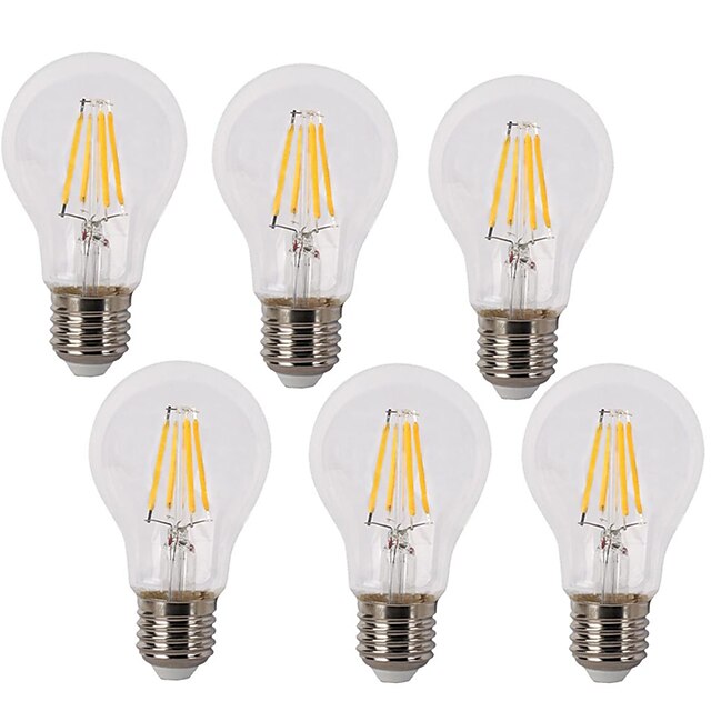  6pcs 4 W Lâmpadas de Filamento de LED 400 lm E26 / E27 A60(A19) 4 Contas LED COB Impermeável Decorativa Branco Quente Branco Frio 220-240 V / 6 pçs / RoHs