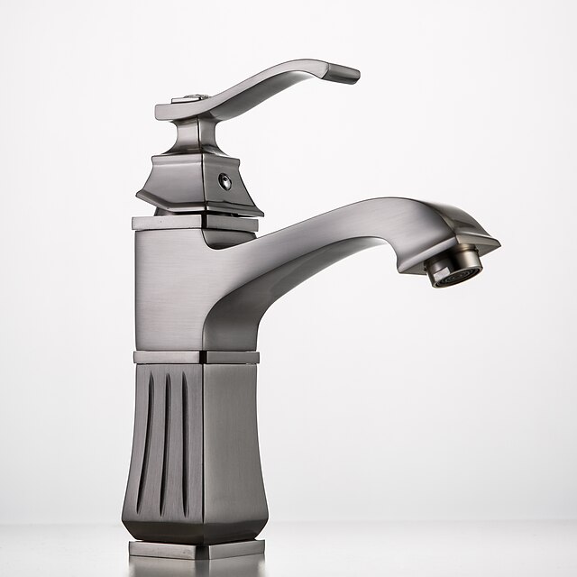  Håndvasken vandhane - Standard Krom Centersat Enkelt håndtag Et HulBath Taps / Messing