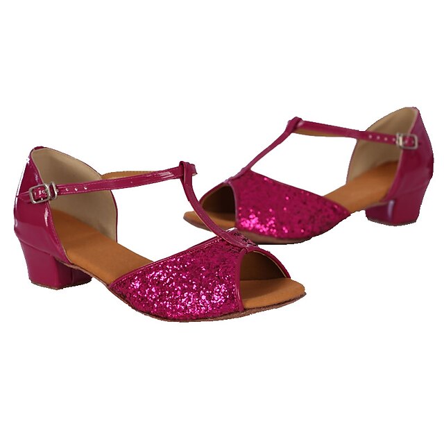  Dames Latin dansschoenen / Danssneaker Pailletten Hakken Pailletten / Veters Blokhak Aanpasbaar Dansschoenen Zilver / Fuchsia / Gouden