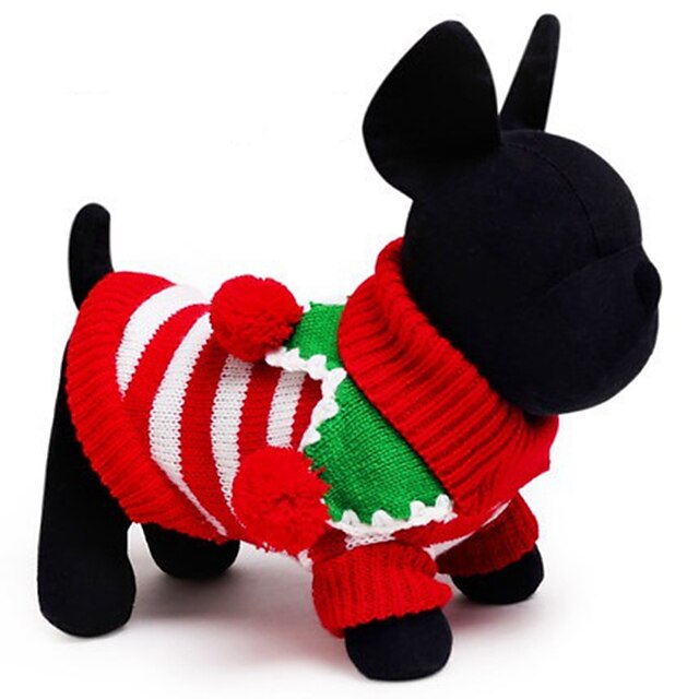  قط كلب البلوزات أزياء الكريسماس ملابس الجرو مخطط عطلة الدفء عيد الميلاد الشتاء ملابس الكلاب ملابس الجرو ملابس الكلب أخضر أبيض أحمر كوستيوم للفتاة والفتى الكلب قطن XXS XS S M L