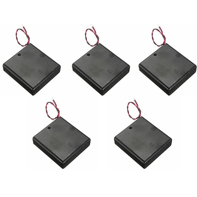  5PCS  4 AA Battery Compartment Lid With Switch With Red And Black Wire On The 5th Battery Holder