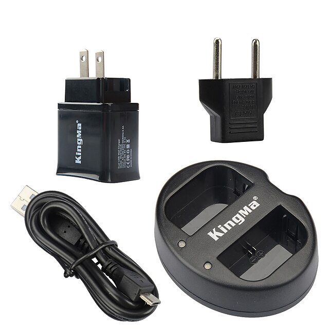  KingMa Dual USB Charger for Canon LP-E6 Battery and Canon EOS 5D2 5D3 70D 6D 7D 7D2 60D with USB Adapter Plug Power