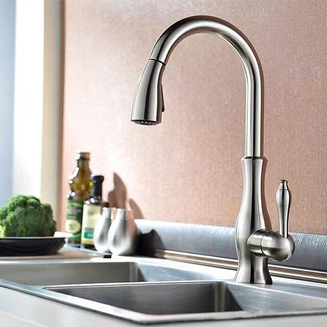  Armatur für die Küche - Einhand Ein Loch Chrom Pull-out / Pull-down deckenmontiert Moderne Kitchen Taps