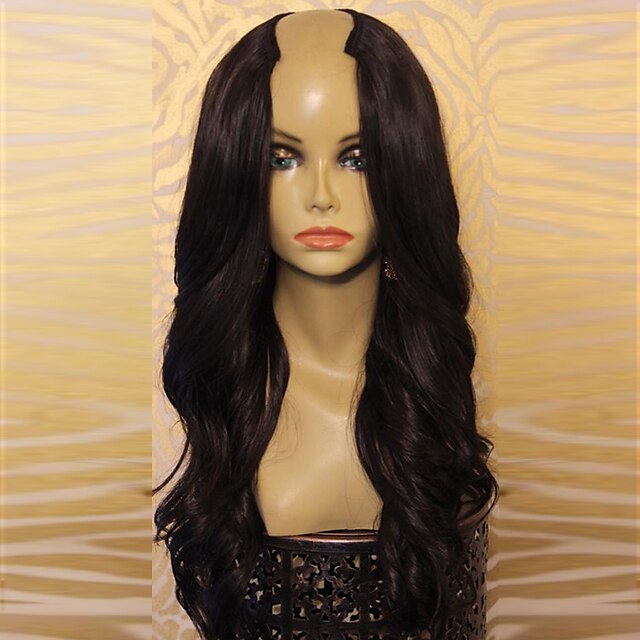  unprocessed 8a 100 virgin human hair brazilian long natural black color hair u part wigs wavy wig for women