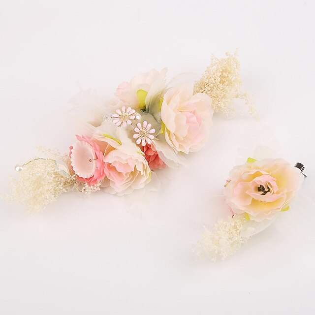  Women's Alloy / Resin / Fabric Headpiece-Wedding / Special Occasion Hair Combs / Flowers 2 Pieces Clear / Pink / White