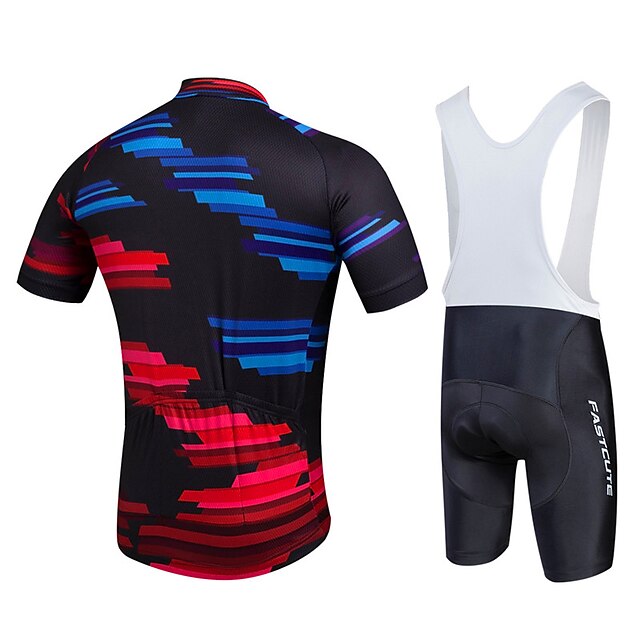  Fastcute Bărbați Manșon scurt Jerseu Cycling cu Colanți Poliester Lycra Negru Mărime Plus Size Bicicletă Pantaloni Scurți Ciclism cu Bretele Jerseu Bib Tights Respirabil 3D Pad Uscare rapid / Strech