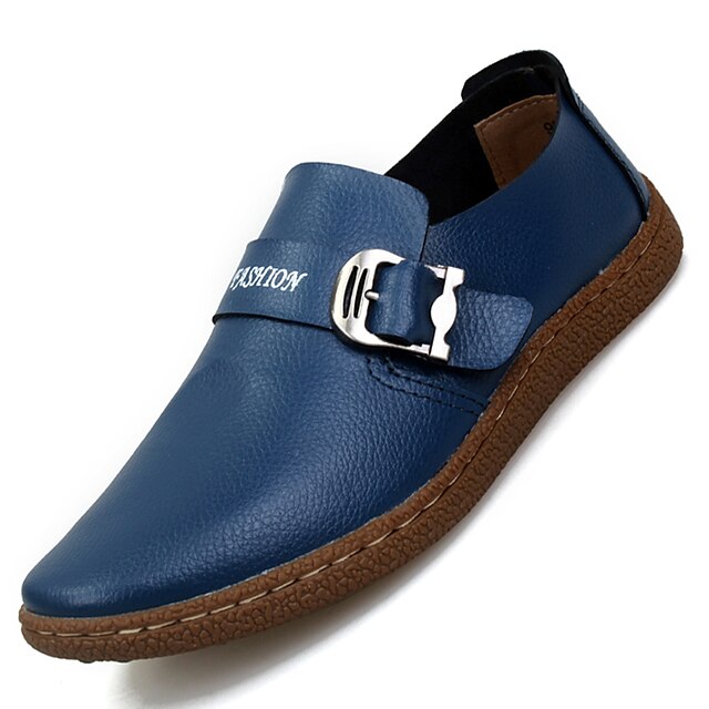  Men‘s Loafers & Slip-Ons Comfort Cowhide / Leather Casual Flat Heel Slip-on Black / Blue / Brown 