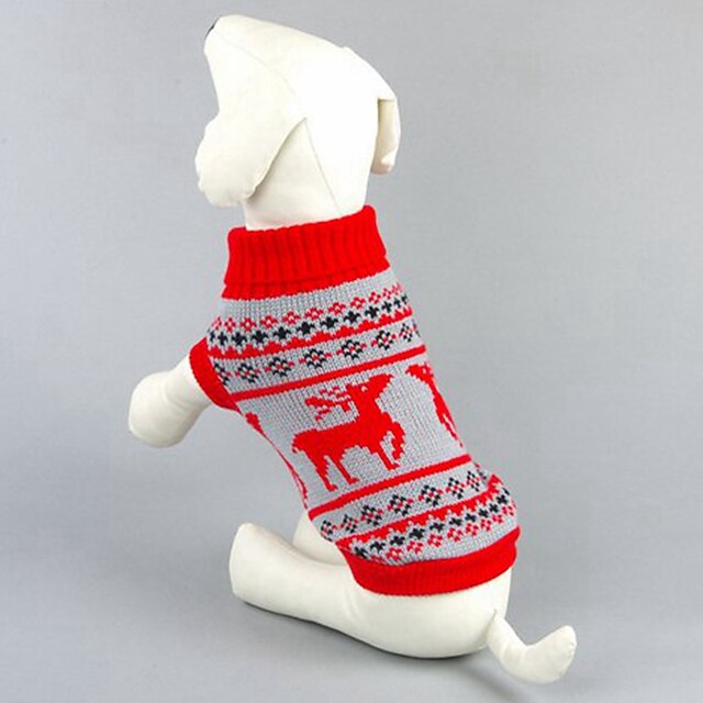  Katt Hund Tröjor Vinter Hundkläder Svart Röd Kostym Cotton Ren Klassisk Jul XS S M L XL XXL