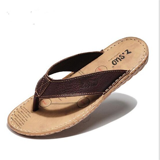  Men's Summer Casual Slippers & Flip-Flops Leather Brown