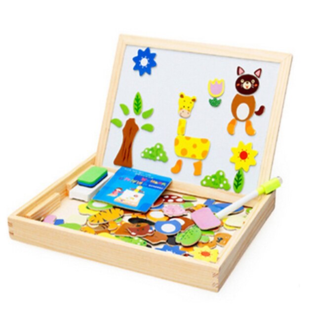  Animal Scenes Spell Toy Wooden Children Cartoon Stereo Puzzle Board