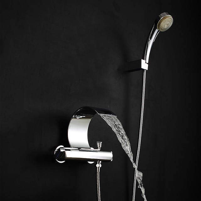  Dusjkran / Badekarskran / Baderom Sink Tappekran - Moderne / Art Deco / Retro Krom Badekar Og Dusj Messing Ventil Bath Shower Mixer Taps / To Håndtak to hull