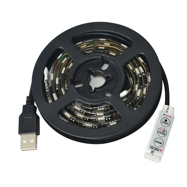  JIAWEN 1m Fâșii De Becuri LEd Flexibile 60 LED-uri 5050 SMD RGB Rezistent la apă / Ce poate fi Tăiat / Potrivite Pentru Autovehicule 5 V 1 buc / IP65 / Auto- Adeziv