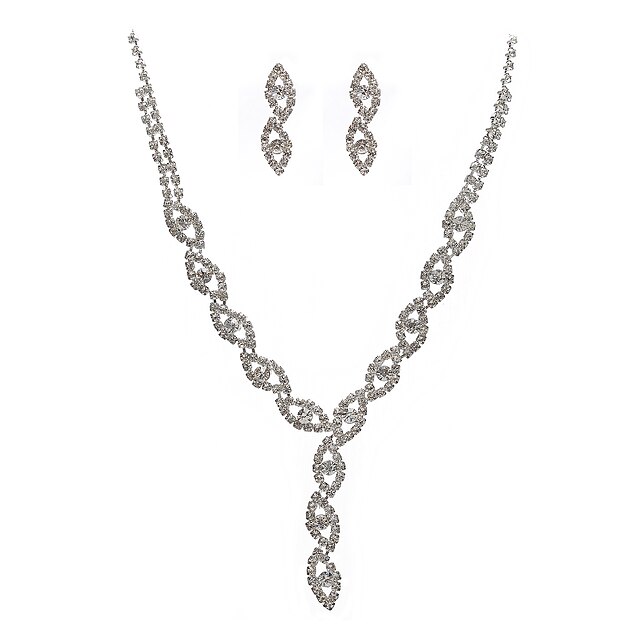  Women's Cubic Zirconia Necklace / Earrings Fashion Zircon Earrings Jewelry Silver For Wedding Party