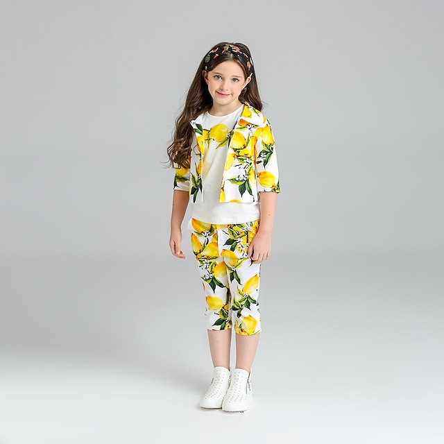 

KIMOCAT Girl's Daily Floral Clothing SetPolyester Spring / Fall Yellow-tz953