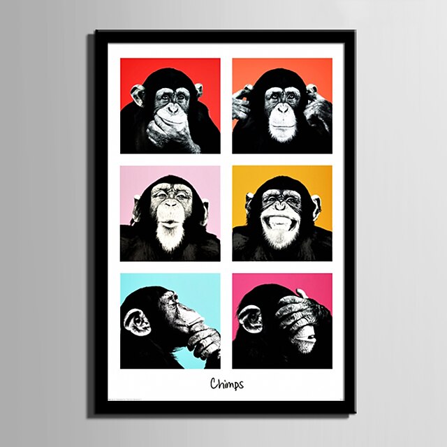  E-HOME® Framed Canvas Art, Chimpanzee Framed Canvas Print One Pcs