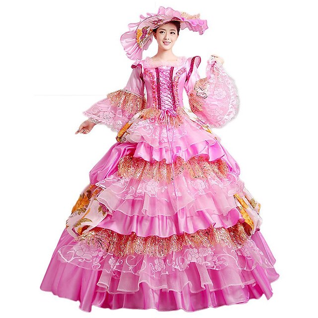  Rococo Victorian Costume Women's Dress Party Costume Masquerade Vintage Cosplay Lace Cotton Long Length / Floral