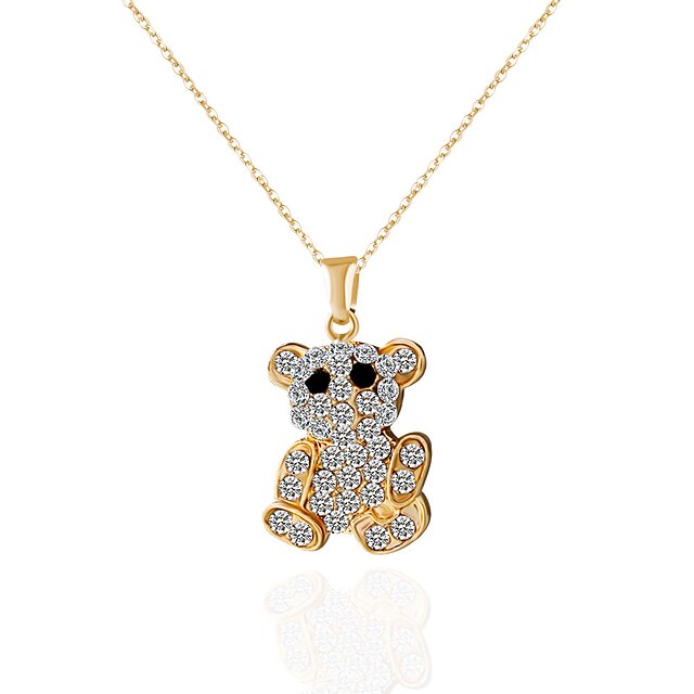  Women's Couple's Choker Necklace Pendant Necklace Pendant Bear Flower Animal Personalized Fashion Rhinestone Imitation Diamond Alloy Golden Silver Necklace Jewelry For Wedding Party Party / Evening