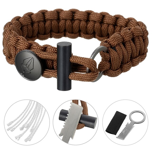  Paracord Bracelet Fire Starter Multitools Military Emergency Multi Function Survival First Aid Stainless Steel Nylon Metal Hiking Camping Outdoor Indoor Travel FURA Black Brown Yellow / Black Red