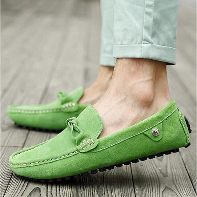  Муж. обувь Замша Лето Мокасины и Свитер для Повседневные Черный Коричневый Красный Зеленый Синий