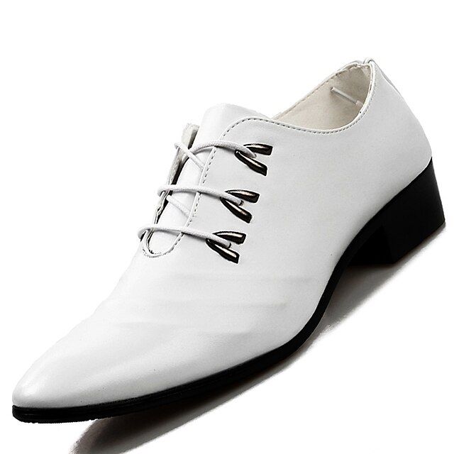  Men's Oxfords Comfort Leather Wedding / Party & Evening / Casual Flat Heel Lace-up Black / White Others