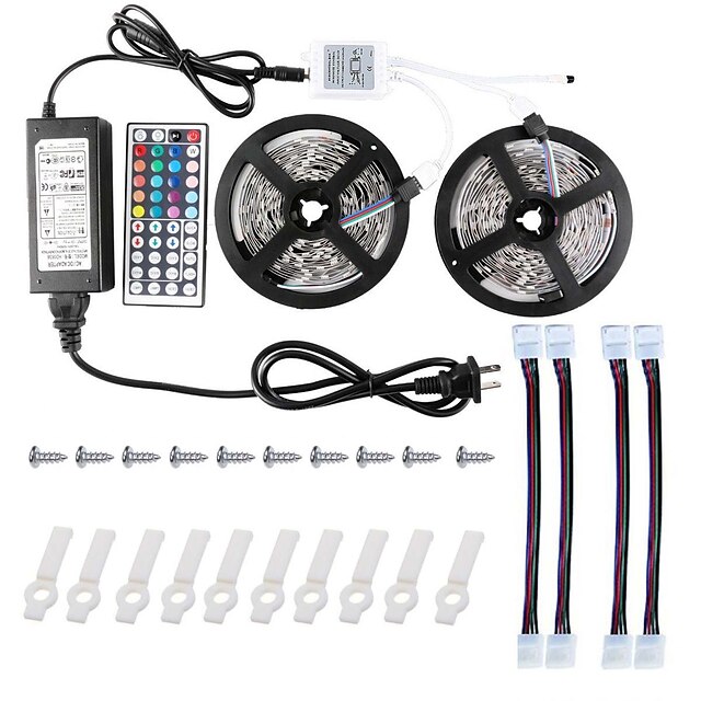 KWB 10 m Lyssæt 600 lysdioder 5050 SMD RGB Fjernbetjening / Chippable / Dæmpbar 100-240 V / Koblingsbar / Passer til Køretøjer / Selvklæbende / Farveskiftende / IP44