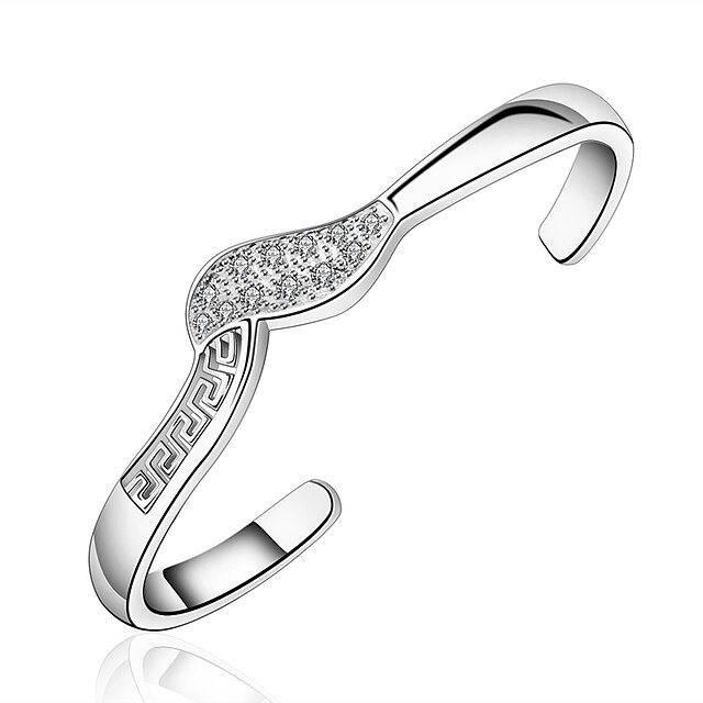  Dames Cuff armbanden Luxe Europees Verstelbaar Modieus Open Juweeltje Armband sieraden Wit Voor Feest Dagelijks Causaal / Verzilverd / Gesimuleerde diamant