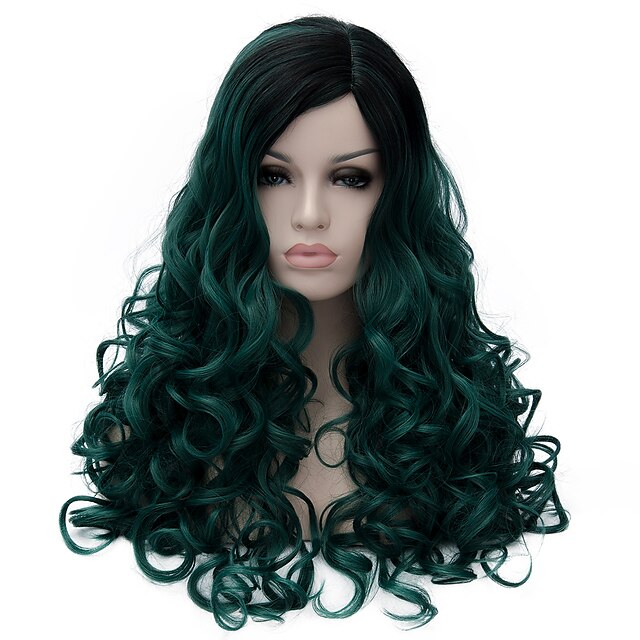  Парики из искусственных волос Искусственные волосы Зеленый Парик Жен. Средние Без шапочки-основы Зеленый