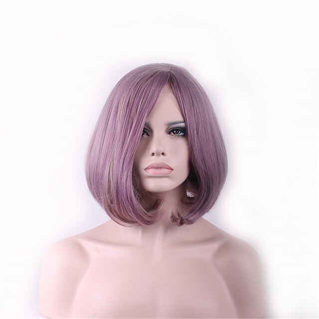  Synteettiset peruukit Suora Kinky Straight Tiheys Suojuksettomat Naisten Violetti Cosplay-peruukki Synteettiset hiukset