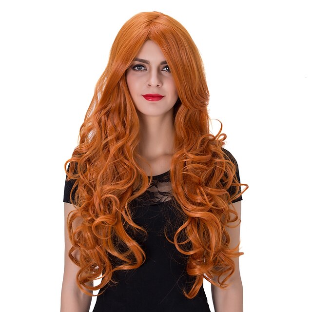  Synteettiset peruukit Kihara Peruukki Hyvin pitkä Oranssi Synteettiset hiukset Naisten Punainen