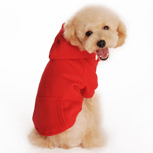  Cat Dog Hoodie Puppy Clothes Solid Colored Casual / Daily Sports Winter Dog Clothes Puppy Clothes Dog Outfits Black Red Orange Costume for Girl and Boy Dog Cotton XS S M L XL XXL