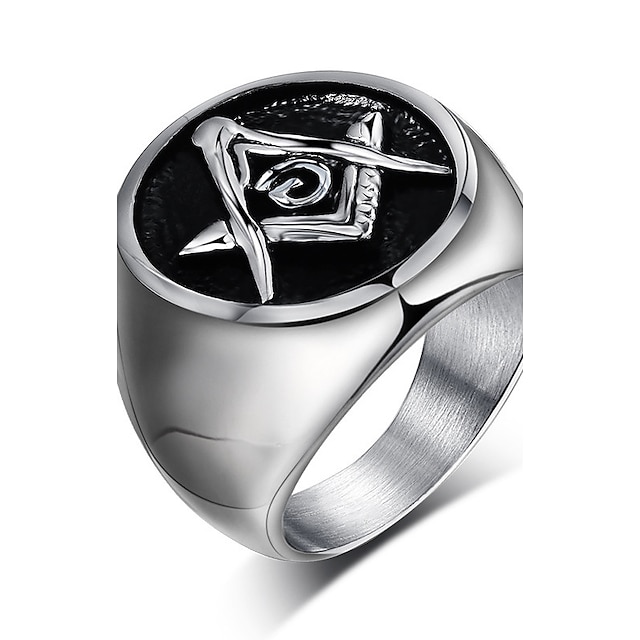  Herre Statement Ring Signet Ring Masonic Rings Sølv Titanium Stål Personaliseret Vintage Punk Julegaver Daglig Smykker frimurer