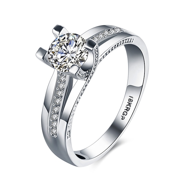  Damen Bandring Statement-Ring Belle Ring Diamant Kubikzirkonia Weiß Synthetische Edelsteine Sterling Silber Zirkonia damas Modisch Brautkleidung Hochzeit Party Schmuck Rund simuliert Herz Liebe