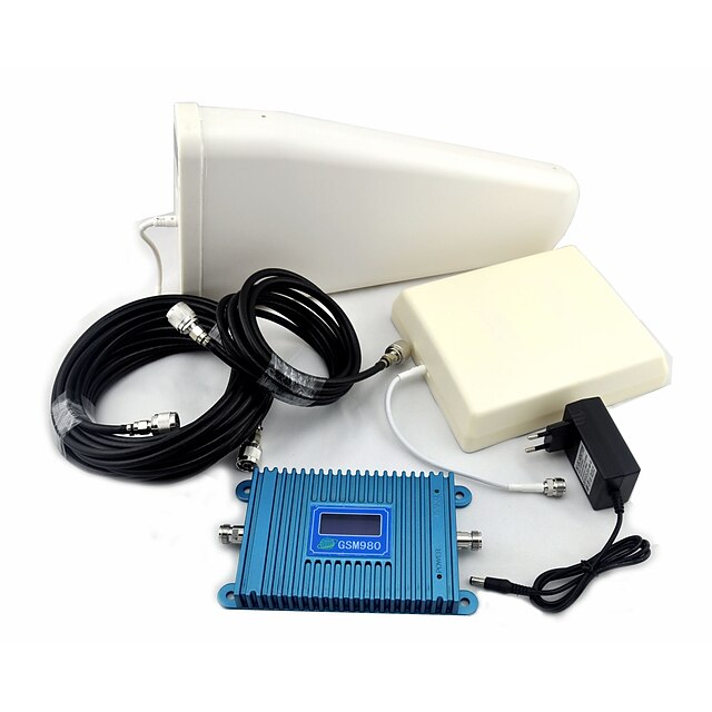  2G Mobile Phone Signal Booster GSM980 GSM900mhz Signal Repeater with Log Periodic Antenna / Panel Antenna /  LCD Display