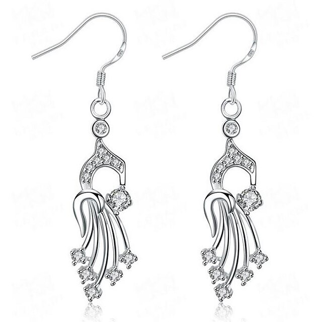  Femme Zircon Boucle d'Oreille Pendantes Européen Mode Argent sterling Zircon Zirconium Des boucles d'oreilles Bijoux Blanc Pour Soirée Quotidien Décontracté / Plaqué argent