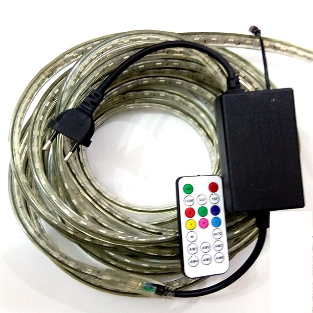  15 m RGB-kontroller 900 lysdioder 5050 SMD RGB Fjernbetjening / Chippable / Vandtæt 220 V