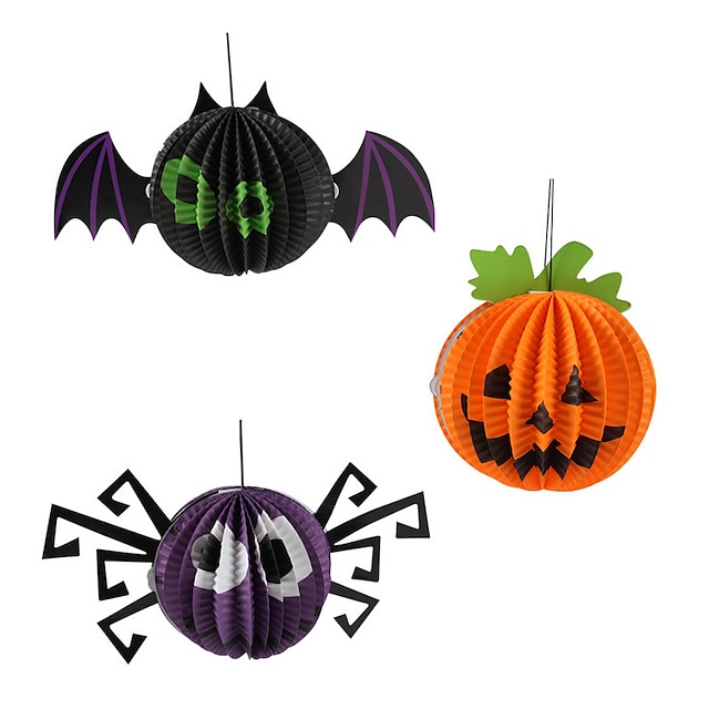  divertida lámpara de araña bate de calabaza linternas de papel decoración del partido de Halloween